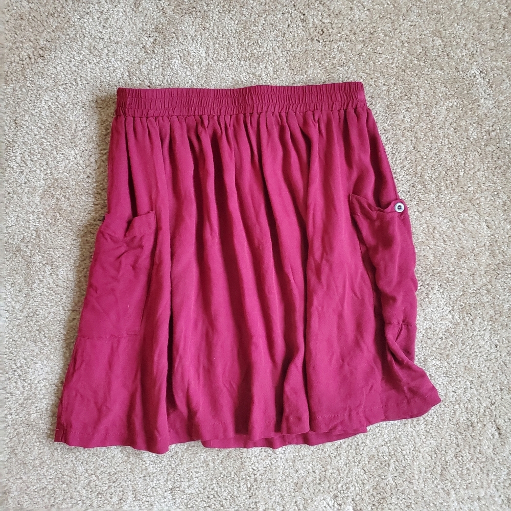Red/Dark Pink Modcloth Pocket Skirt